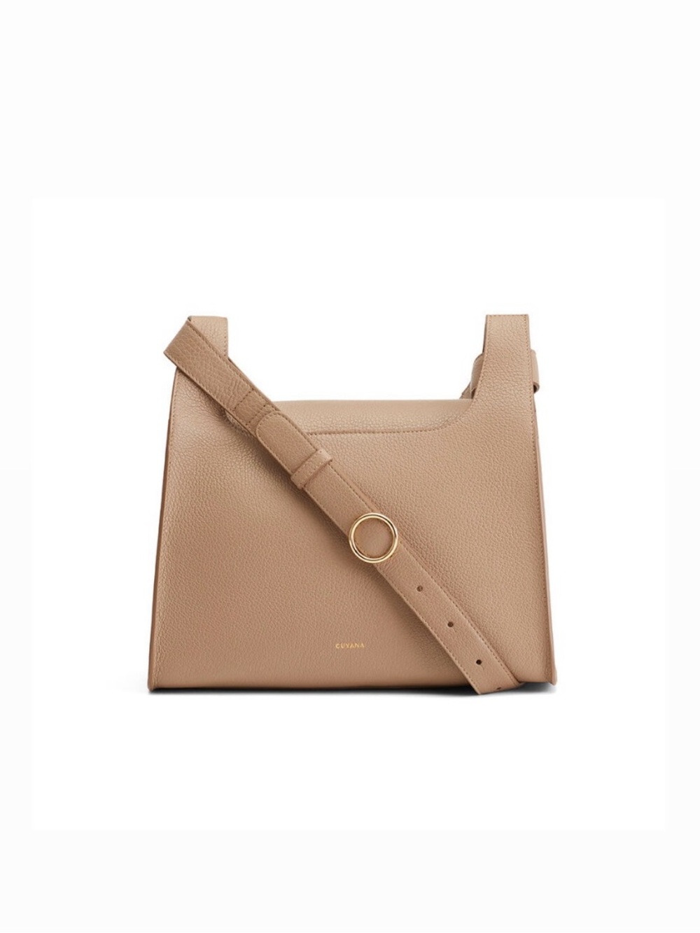 Cuyana Double Loop Leather Shoulder Bag in Cappuccino